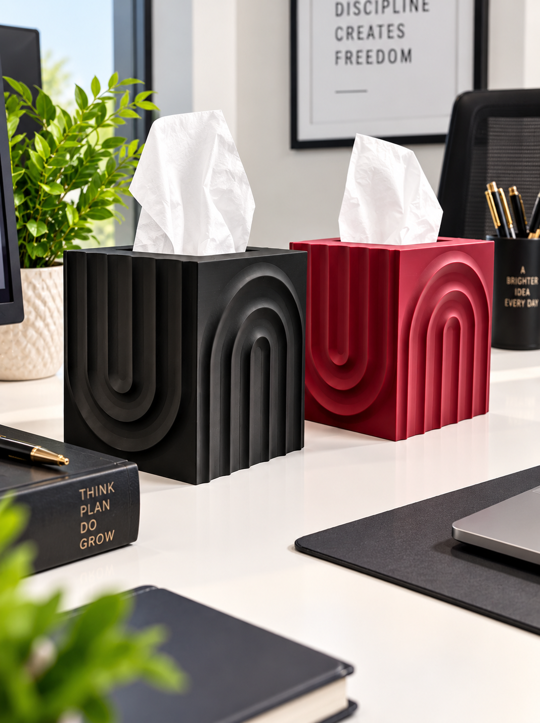 Echo Square Tissue Box Cover | Minimalist Modern Decor | Tissue Holder - Image 5