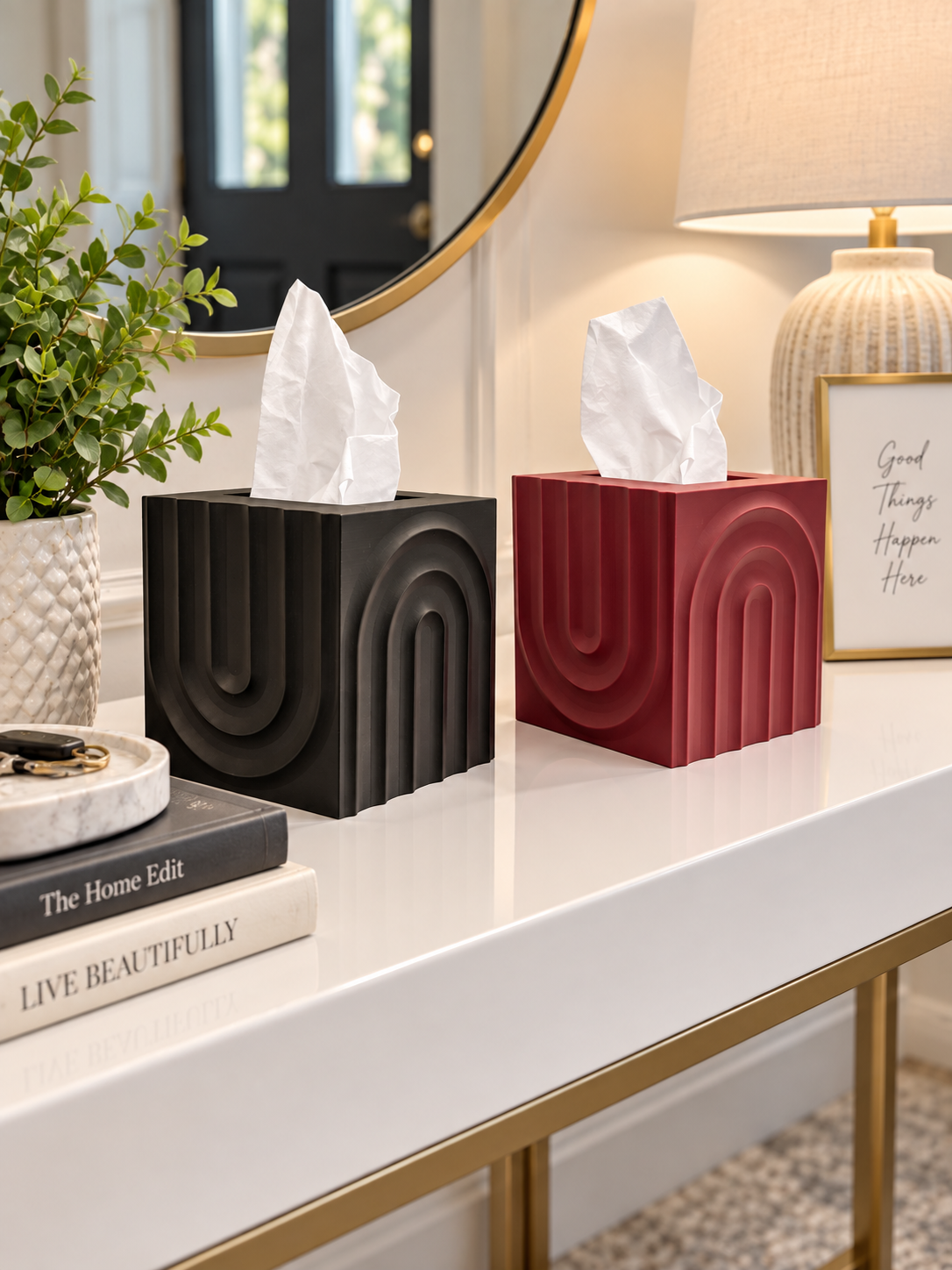 Echo Square Tissue Box Cover | Minimalist Modern Decor | Tissue Holder - Image 3