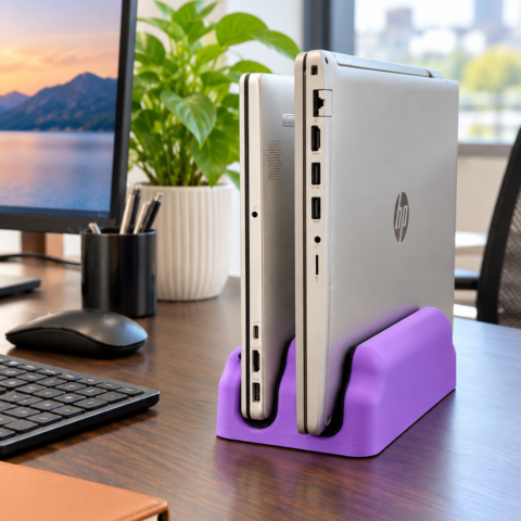 Verto Duo Laptop Stand |Dual Vertical laptop holder | Minimalist 3D Printed Laptop Stand