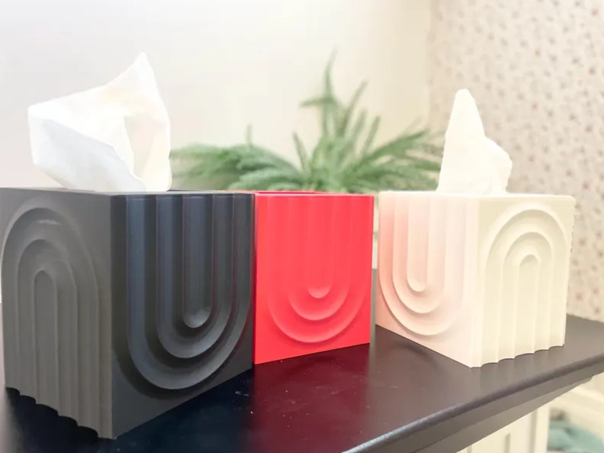 Echo Square Tissue Box Cover | Minimalist Modern Decor | Tissue Holder - Image 8