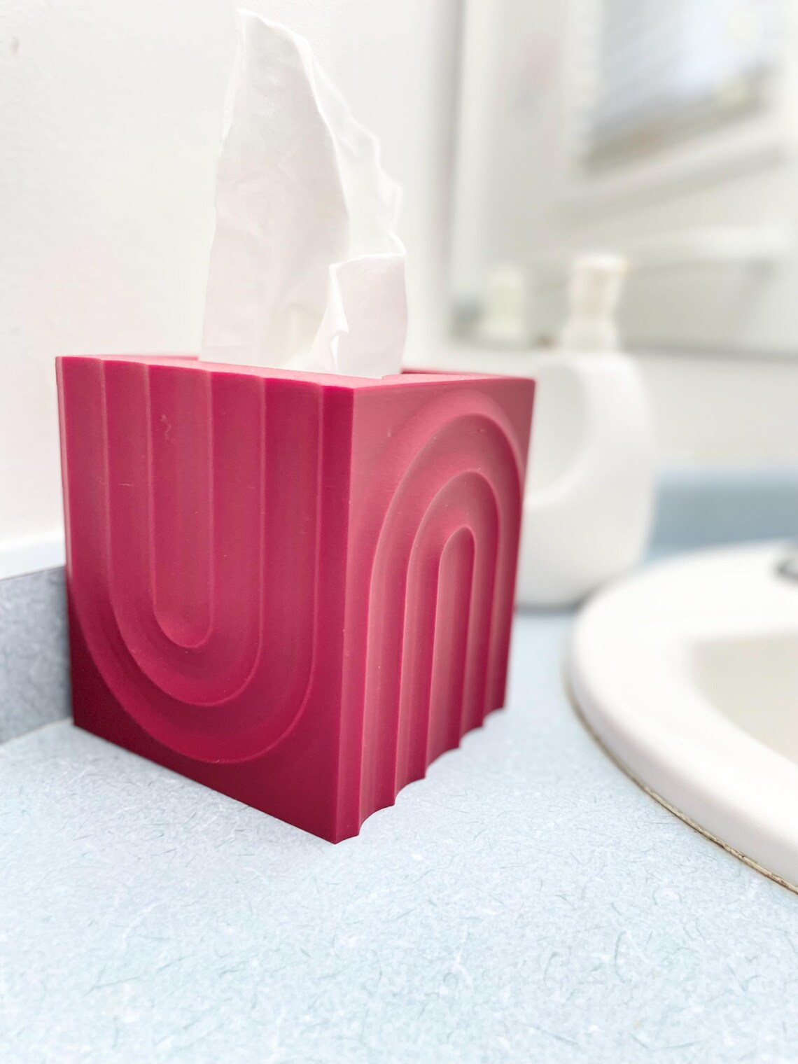Echo Square Tissue Box Cover | Minimalist Modern Decor | Tissue Holder - Image 13